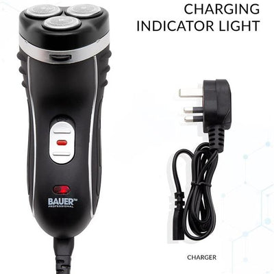 Bauer Professional Electric Rotary Shaver with Trimmer & 3Flex Blade Head