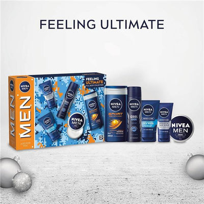 NIVEA Men Skincare Set With 5 Products Shower Gel Face Wash Scrub Creme Spray