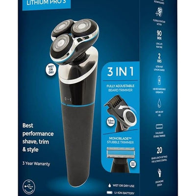 Paul Anthony Lithium Pro3 Rotary Shaver With 3D Flex Head & Beard Trimmer