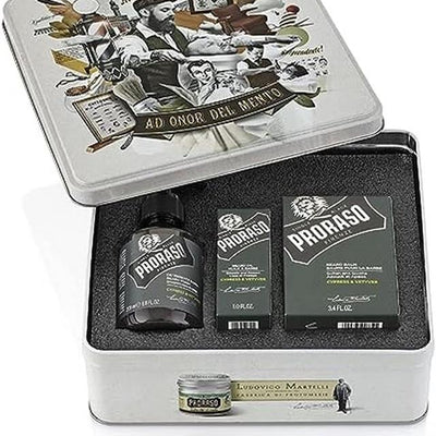 Proraso Beard Care Trio Set Beard Oil Cleansing Shampoo Soothing Balm Made Italy