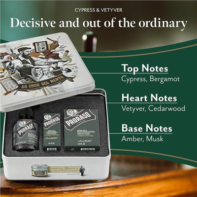 Proraso Beard Care Trio Set Beard Oil Cleansing Shampoo Soothing Balm Made Italy