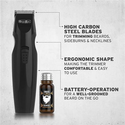 Wahl Trimmer Set for Men with Beard Oil & Moisturising Care Groom Ease Cordless